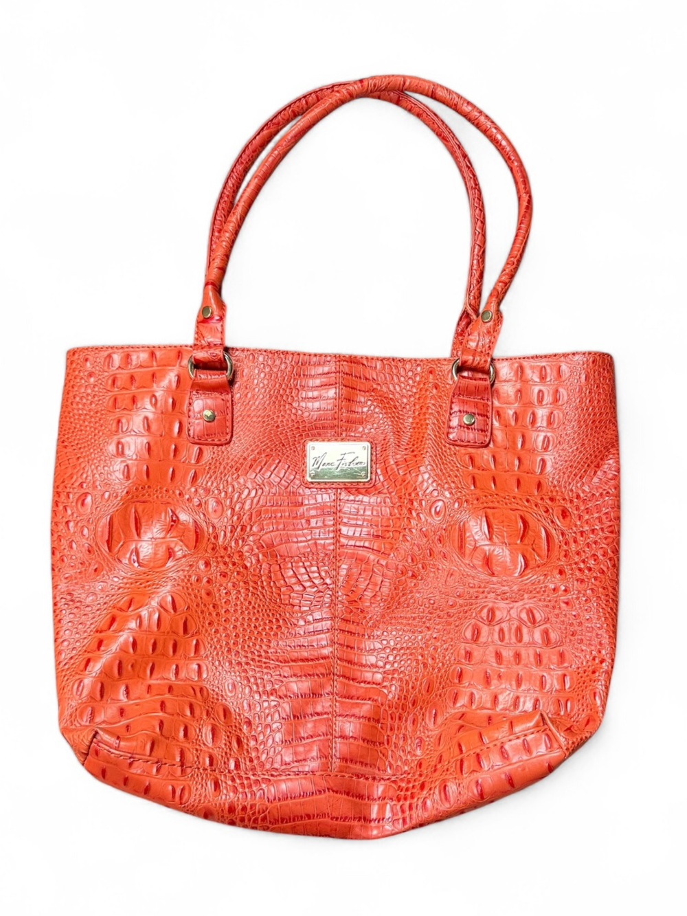 Marc Fisher Bright Orange Croc-Embossed Tote